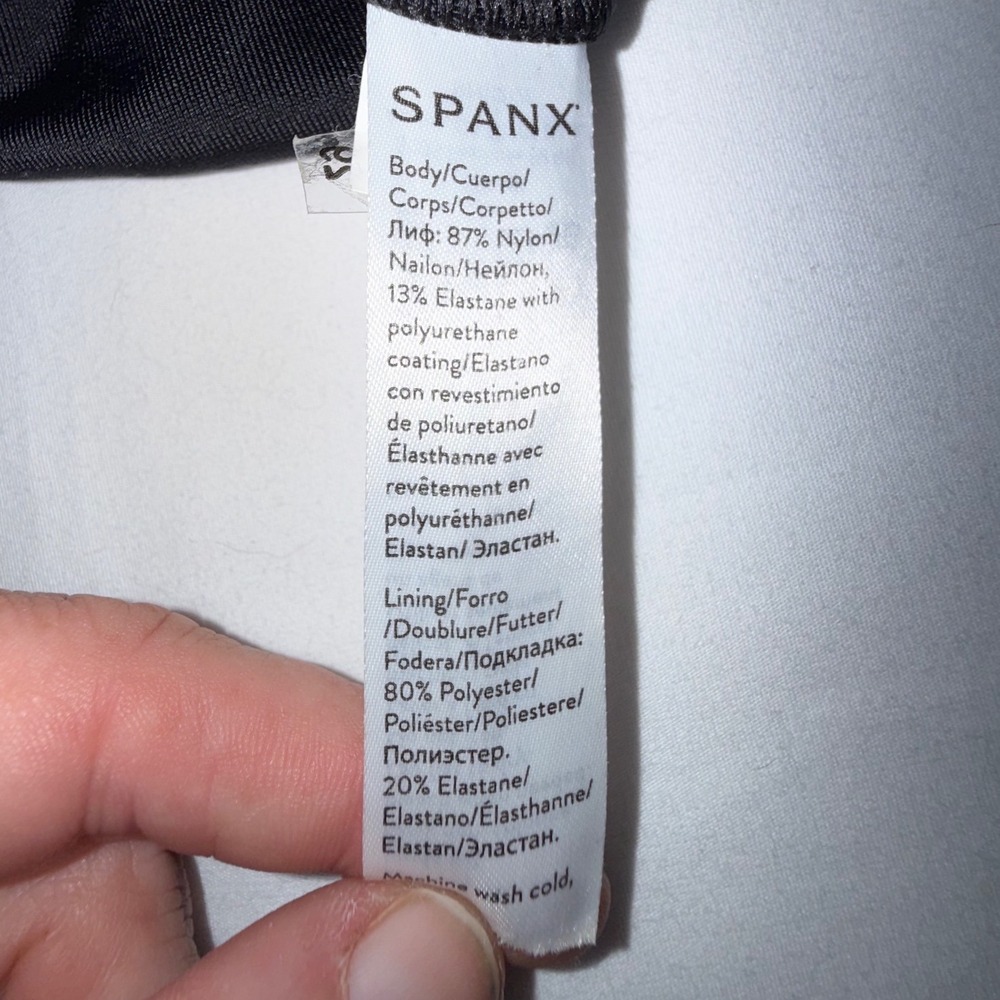 SPANX Faux Leather Moto Leggings Womens L Black High Rise 20136R‎ Ribbed - Picture 7 of 8